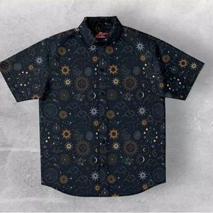 Celestial Button Down Style, Goth, Sun Moon Clothing, Dark art unisex shirt 2XL